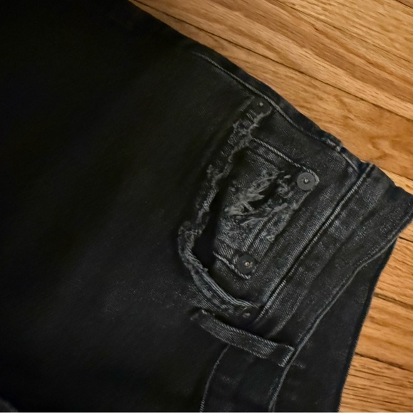 Agolde Sophie High Rise Crop Jeans Black Distressed Hem 31 - Picture 8 of 8